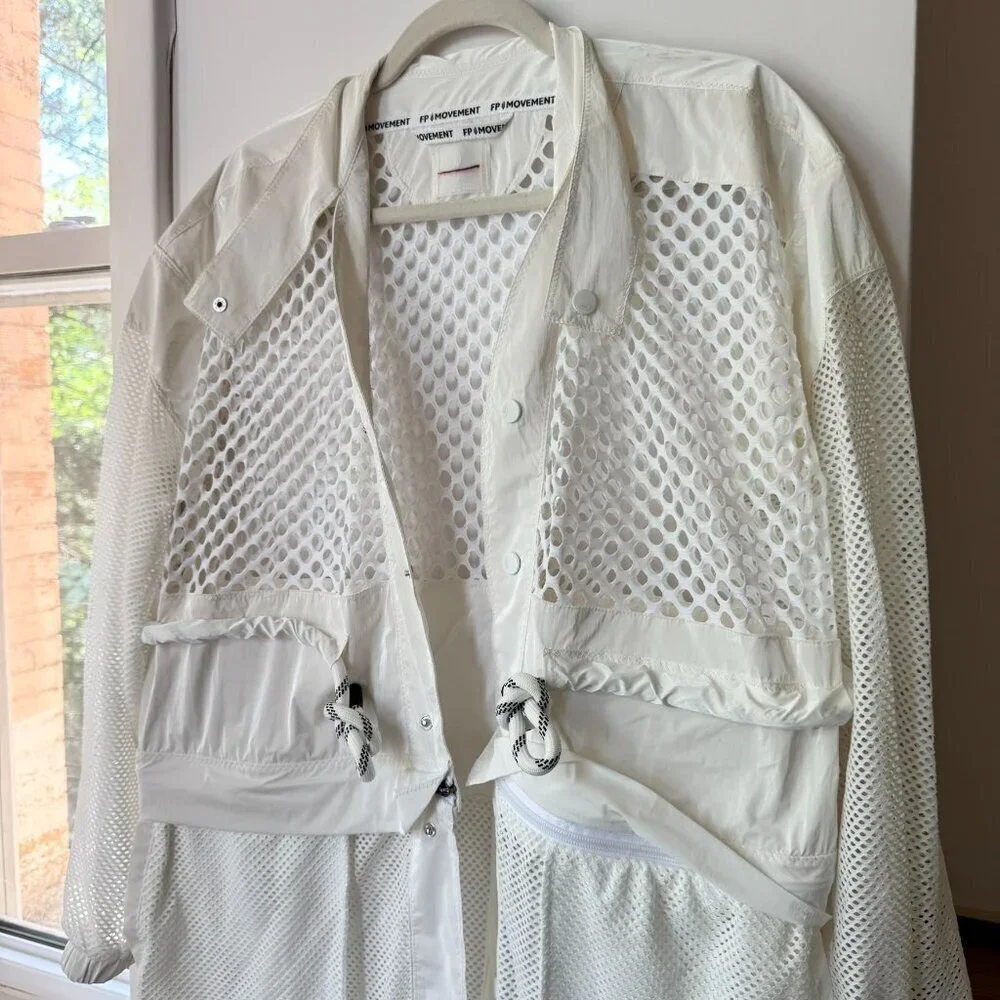 NWT Free People Movement Mesh Convertible Trench Jacket White Small